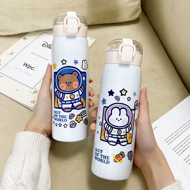 กระติกน้ํา-สแตนเลส-304-แบบหลอดดูด-500ml-กระติกน้ำ-กระบอกน้ำ-new-bear