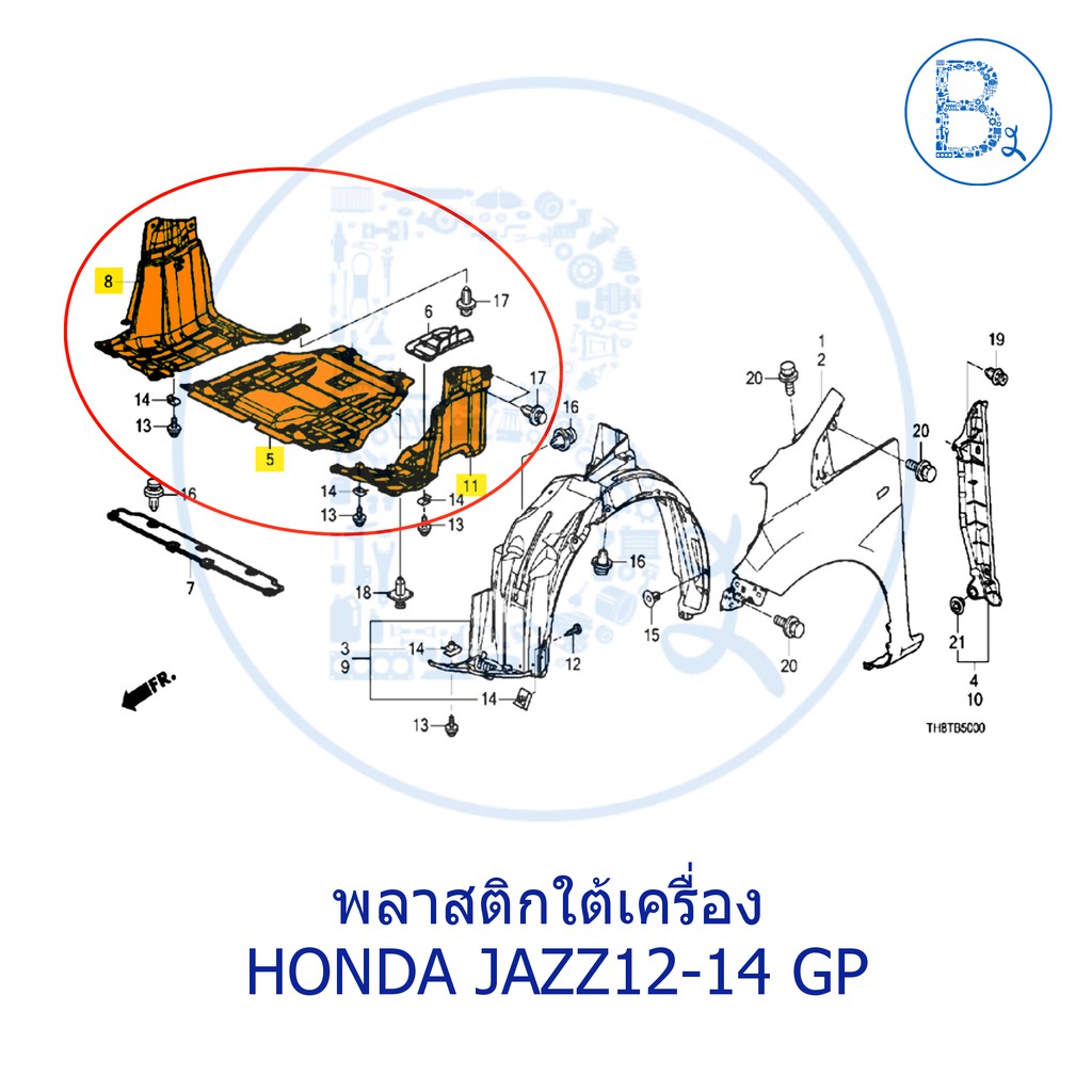 อะไหล่แท้-พลาสติกใต้เครื่อง-แผงใต้เครื่อง-honda-jazz12-14-gp