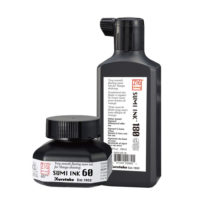 หมึกดำ Zig Kuretake Black Sumi Ink หมึกเขียนการ์ตูน เขียน Calligraphy ...