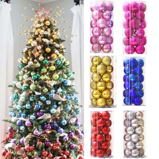 24 Pcs/Set Glitter Christmas Baubles Ornament Ball Party Home Garden Decoration For Christmas Tree Decoration