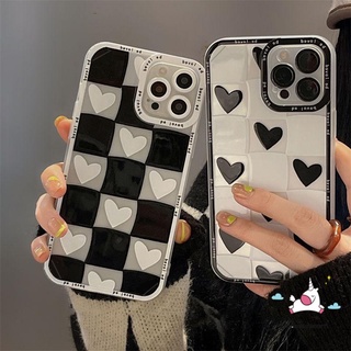 เคสโทรศัพท์มือถือแบบนิ่ม ลายตารางหมากรุก หัวใจ สําหรับ Samsung A14 A04s A04E A04 A03s A72 A22 A11 A10s A30s A21s A53 A02 A10 A23 M23 A73 A33 A13 A03 A20 A30 A12 A51 A71 A20s A32 A52 A50s