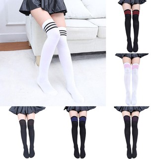 🧦Ready Stock🧦Womens Over Knee Long Socks Thigh High Stockings Stripe Sport For Girls Ladies