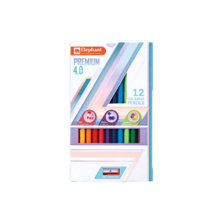 Elephant (เอเลเฟ่นท์) สีไม้ ดินสอสีไม้ แท่งยาว พรีเมี่ยม 4.0 12 สี จำนวน 1 กล่อง