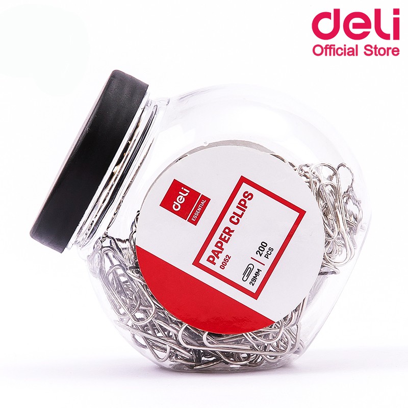 deli-0052-paper-clip-ลวดเสียบกระดาษ-กล่อง-200-ตัว-29-mm-แพ็ค-4-กล่อง-ลวดเสียบกระดาษ-คลิปเสียบกระดาษ-คลิปหนีบกระดาษ