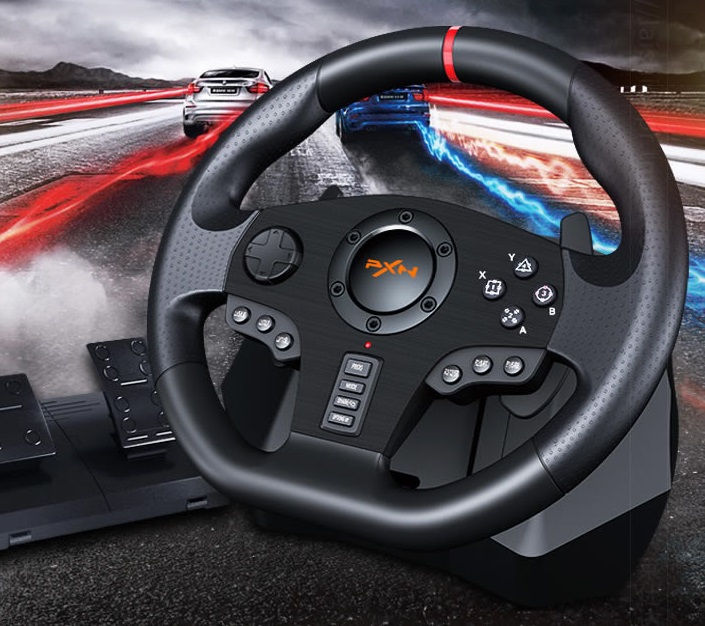ภาพหน้าปกสินค้าเครื่องเล่นเกมส์ Lai Shida 900 degree racing game steering wheel computer PC learning car game console xbox 360