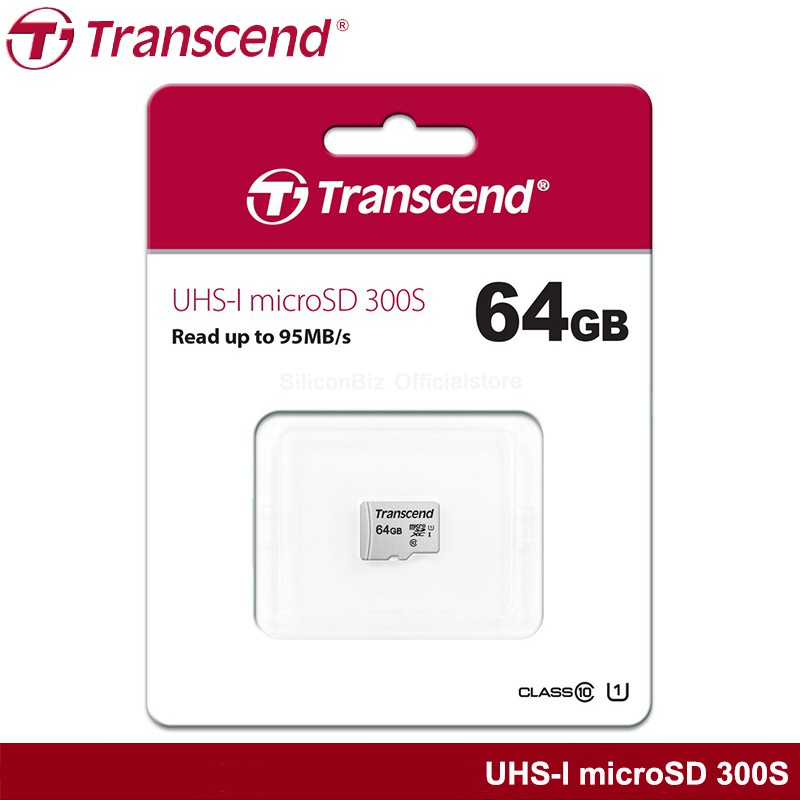 Transcend UHSI MicroSD Card 300S 64GB Read up to 95MB/s Write 45MB/s
