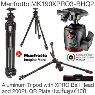 ขาตั้ง manfrotto 190XPro3 หัวบอล BHQ2 Aluminium 3-Section Tripod and XPRO Ball Head ประกันศูนย์ 10ปี