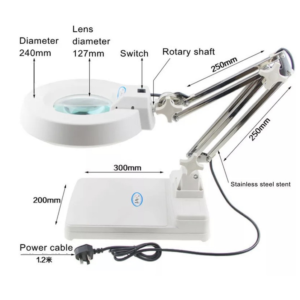 โคมไฟแว่นขยายตั้งโต๊ะ-โคมไฟแว่นขยาย-กำลังขยาย-20-เท่า-magnifier-lamp-20x