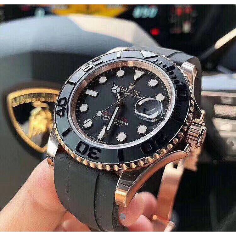 rolex-นาฬิกา-rolex-yacht-mingshi-rose-gold-black-นาฬิกาเครื่องจักรกลอัตโนมัติผู้ชาย-116655bk