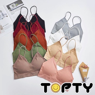 สินค้า 🔆TOPTY🔆สปอร์ตบราสายเดี่ยวผ้าร่อง แบบสวม มี7สี มีฟองน้ำ #บรา832