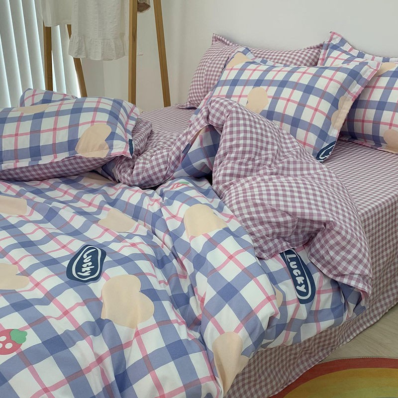 dream-is-ins-ผ้านวมสตรอเบอรี่ปกสี่ชิ้น-1-2-นักเรียนหอพักผ้าปูที่นอนผ้าห่มนวมคู่