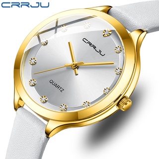 Crrju นาฬิกาข้อมือควอตซ์แฟชั่น สายหนัง กันน้ํา หรูหรา สําหรับสตรี 2120X