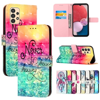 เคสโทรศัพท์หนัง PU ฝาพับ ลายนกฮูก ผีเสื้อ ดอกไม้ พร้อมช่องใส่บัตร สําหรับ Samsung Galaxy A12 A13 4G A13 5G A23 A33 A53