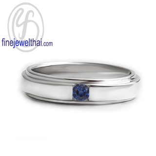 Finejewelthai-แหวนไพลิน-ไพลินแท้-แหวนเงินแท้-พลอยประจำเดือนเกิด-Blue-Sapphire-Silver-Ring-Birthstone-R1418bl