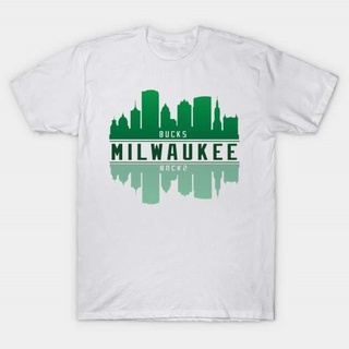 เสื้อยืดผู้ชาย GILDAN เสื้อยืด พิมพ์ลาย Milwaukee Bucks สําหรับผู้ชาย และผู้หญิง S-5XL