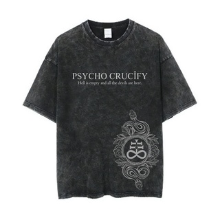 เสื้อยืดโอเวอร์ไซส์เสื้อยืดโอเวอร์ไซซ์ พิมพ์ลาย Psycho Crucify Hell is Empty | หินล้างทําความสะอาด | เสื้อยืด ขนาดใหญ่ |