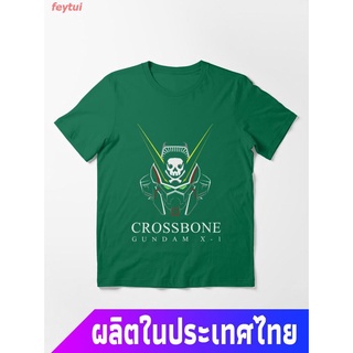 เสื้อยืดผ้าฝ้าย  ข้อเสนอพิเศษ หุ่นยนต์ ผู้ชาย Crossbone Gundam X-1 EdgeArt Essential T-Shirt คอกลม แฟชั่น  ผ้าฝ้ายคนอ้วน