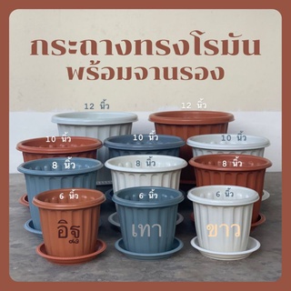 สินค้า กระถางต้นไม้พลกสติกทรงโรมัน 6, 8, 10 ,12 นิ้ว พร้อมถาดรอง