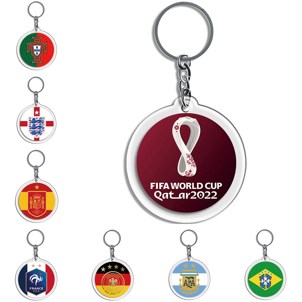พร้อมส่ง-fifa-world-cup-qatar-พวงกุญแจอะคริลิค-สองด้าน-ลายทีมชาติฟุตบอล-bola-sepak-2022