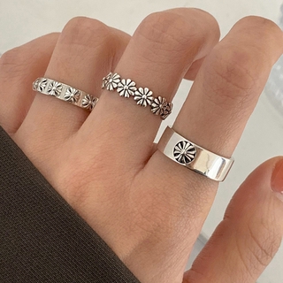 แหวนเงิน ลายดอกเดซี่ สําหรับผู้หญิง 171003แหวนแฟชั่น หรูหรา สไตล์ฮิปฮอป