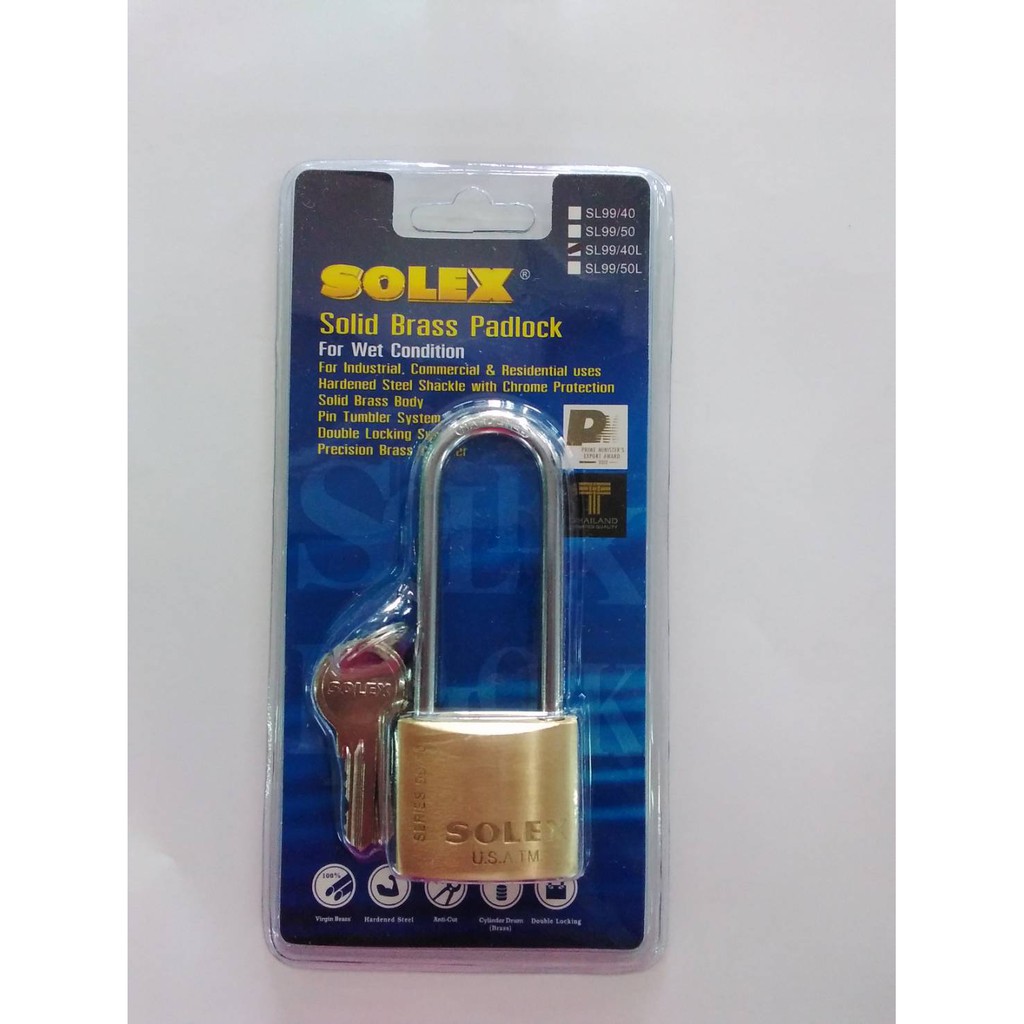 ภาพสินค้ากุญแจ SOLEX 40MM. (คอยาว) ระบบสปริง รุ่น SL99 L 40 MM. จากร้าน ahomeshop บน Shopee ภาพที่ 1