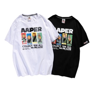 Aape เสื้อยืดแขนสั้นเนื้อผ้าฝ้ายแฟชั่นพิมพ์ลายสําหรับผู้หญิงและผู้ชาย