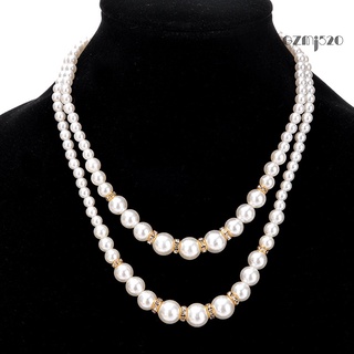 【AG】Adjustable Double-Layer Luxury Faux Pearl Beads Necklace for Party