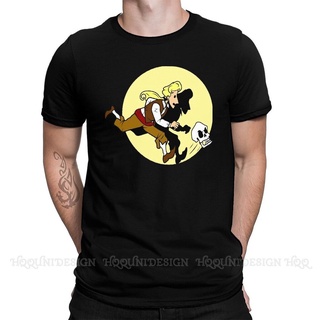 Adventures of Tintin New Arrival T-Shirt Guybrush Design Shirt Crewneck Cotton for Men TShirts Adult V7WZ