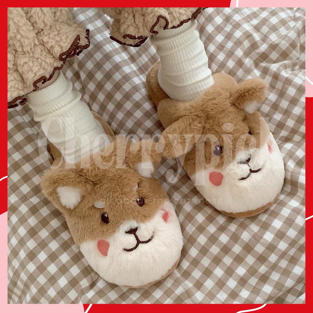 พร้อมส่ง-รองเท้าใส่ในบ้าน-รุ่น-shiba-หมาชิบะ-พื้นนุ่ม-ใส่เดินสบายเท้า-พื้นยางหนา-กันน้ำกันลื่น-สลิปเปอร์-slipper