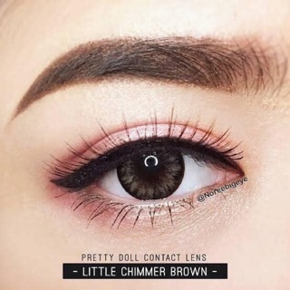(1) Little Chimmer Brown มินิ สีน้ำตาล น้ำตาล Pretty Doll คอนแทคเลนส์ สายตาสั้น Contact Lens ค่าสายตา -1.25 mini ขอบดำ