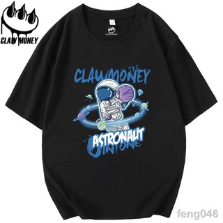 feng046Claw money แขนสั้นเสื้อยืดผู้ชาย 2022 ฤดูร้อนใหม่ผ้าฝ้ายรอบคอแนวโน้มการพิมพ์ทั้งหมดตรงกับผู้ชาย