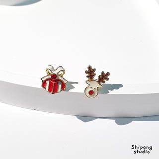 Christmas earring ต่างหูเกาหลี ต่างหูแฟชั่น ต่างหูก้านเงินแท้ S925