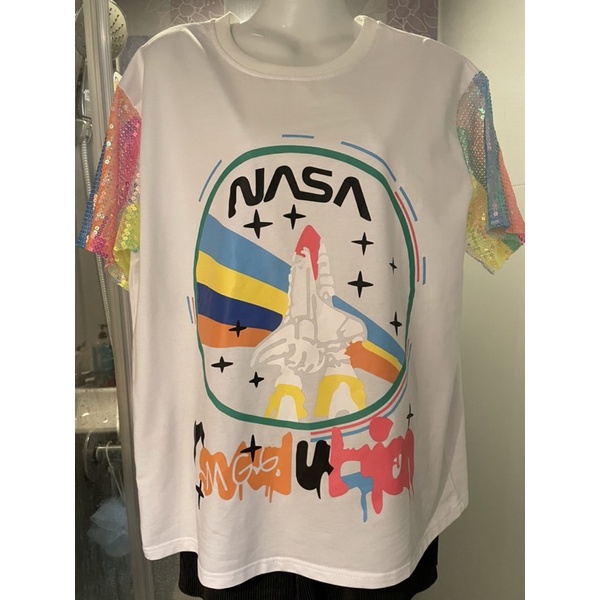 เสื้อยืดแต่งแขน-ลายnasa-อก44นิ้ว