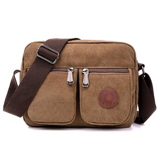 Fin 1 กระเป๋าสะพายแคนวาส กระเป๋าไอแพ็ต Unisex Shoulder Bag 1544 (สีกาแฟ)