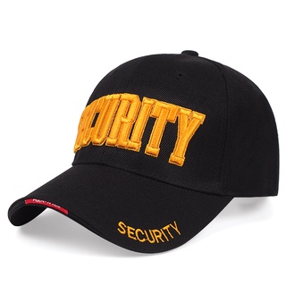Security หมวกเบสบอล ผ้าฝ้าย สไตล์อเมริกัน เหมาะกับฤดูร้อน สําหรับผู้ชาย และผู้หญิง