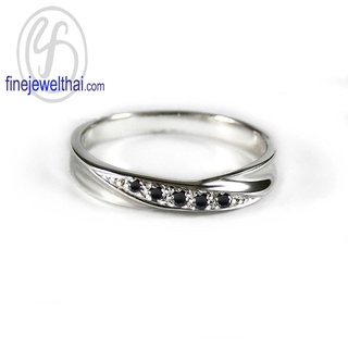 Finejewelthai-แหวนนิล-นิลแท้-แหวนพลอย-แหวนเงินแท้-พลอยประจำเดือนเกิด-Black-Spinel-Silver-Ring-Birthstone-R1245on