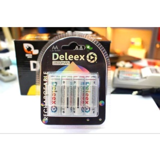 ถ่านชาร์จคุณภาพ Deleex AA 1.2V Ni-MH 1 แพค 4 ก้อน แถมฟรีกล่องใส่ถ่าน