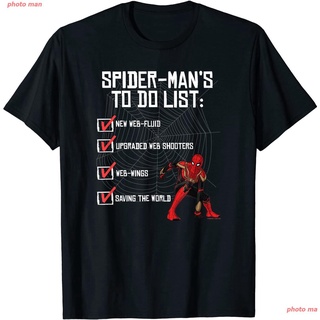 สไปเดอร์แมน เสื้อคู่รัก เสื้อยืดSpider-Man Marvel Spider-Man No Way Home Spidey To-Do List T-Shirt คู่W5aเสื้อยืดอินเทรน