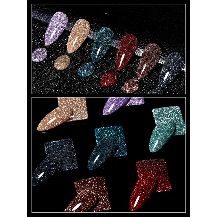 ภาพสินค้าสีเจลแฟลช สีกลิตเตอร์ชะแง้ยาขมับสีทาเจล สีกลิตเตอร์เบาบางคุด ต้องอบ สีดิสโก้ 9 Colors ️ Frash Diamond Nail Polish จากร้าน umototi บน Shopee ภาพที่ 5