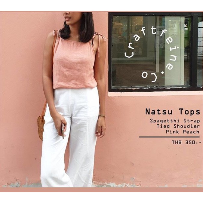 natsu-tops-เสื้อสายเดี่ยวผูกไหล่ผ้าลินิน-pink-peach