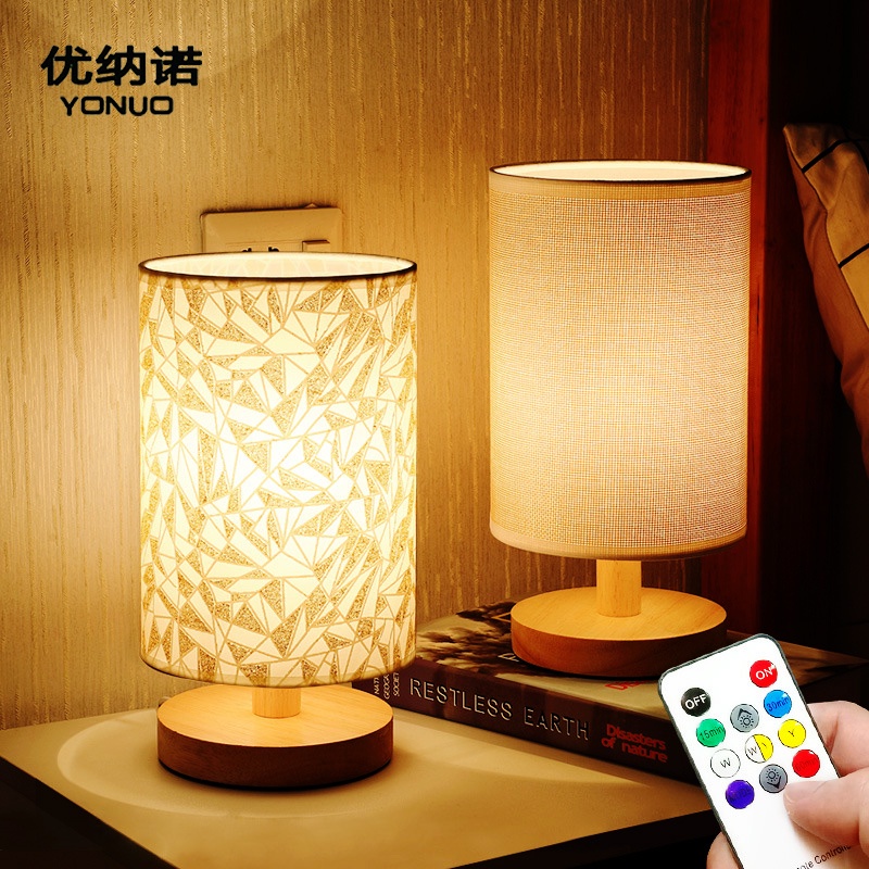 yonuoโคมไฟ-โคมไฟตั้งโต๊ะ-โคมไฟ-led-ไฟห้องนอน-มีสามแบบให้เลือก-โคมไฟหัวเตียงรีโมท-ไม้เนื้อแข็ง-ไฟกลางคืน-bedroom