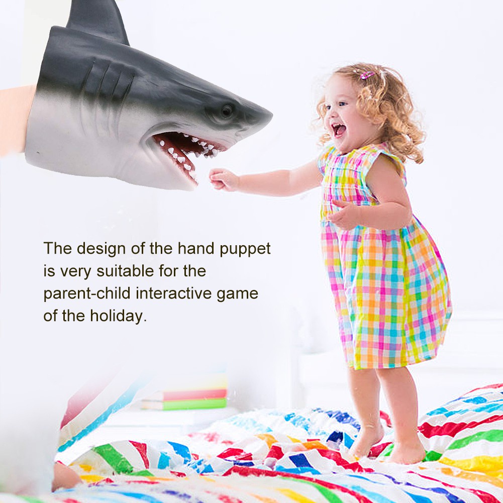 ตุ๊กตาหุ่นมือปลาฉลาม-ตุ๊กตาฉลาม-ของเล่นสวมบทบาท-ยางนุ่มเหมือนจริง-หัวฉลามสัตว์ทะเล-6-3-นิ้ว