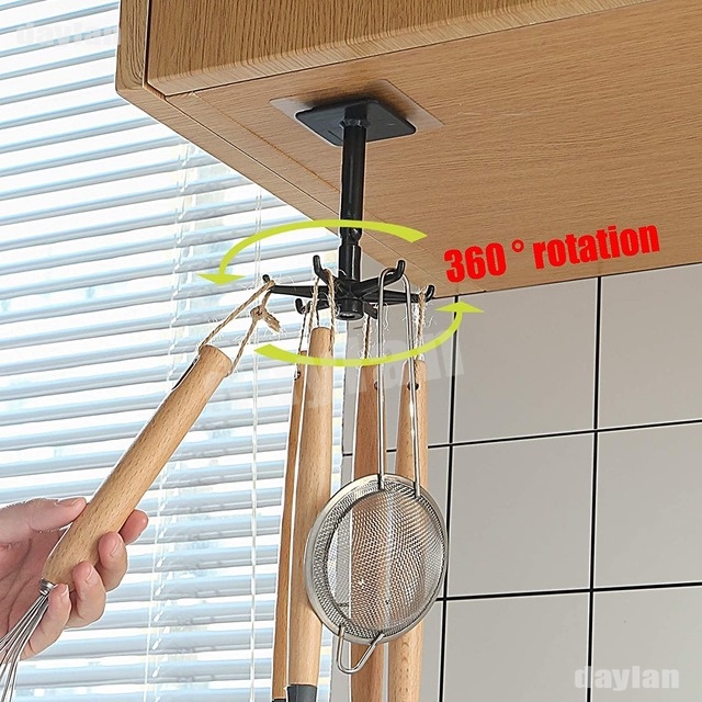 ออตะขนกประสงค์ติดเพดานตะขอแขวนตะขอแปะผนังตะขอแขวนติดผนัง-ขอเกี่ยวที่หมุนได้-360-ตะขอ-6-มุม