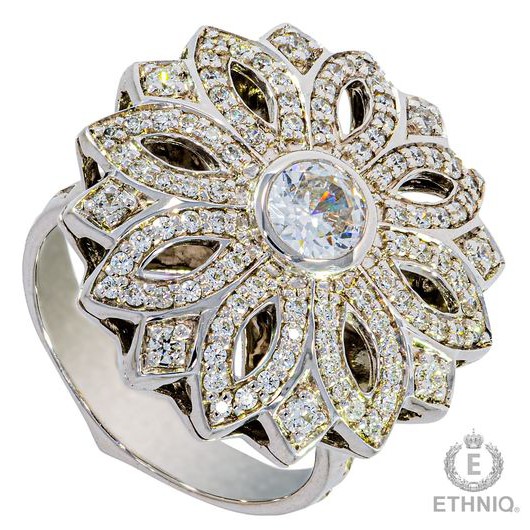 แหวนแฟชั่น-ethniq-ฝังพลอยนาโน-สีขาว-ชุบ-white-gold