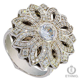 แหวนแฟชั่น Ethniq ฝังพลอยนาโน สีขาว ชุบ White Gold