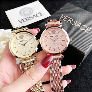 Versace นาฬิกาข้อมือลําลอง สายสแตนเลส เหมาะกับของขวัญวันเกิด สไตล์นักธุรกิจ แฟชั่นสําหรับสตรี