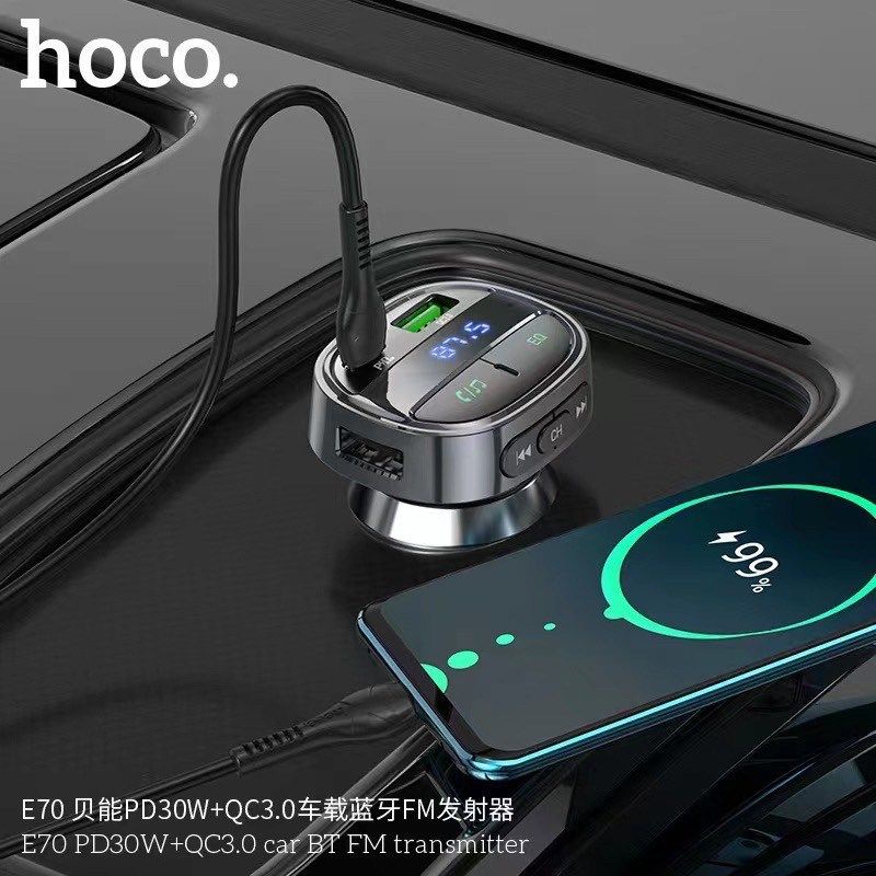 Hoco E70 Car Bluetooth FM Transmitter Charger PD30W+QC3.0 หัวชาร์จและ ...