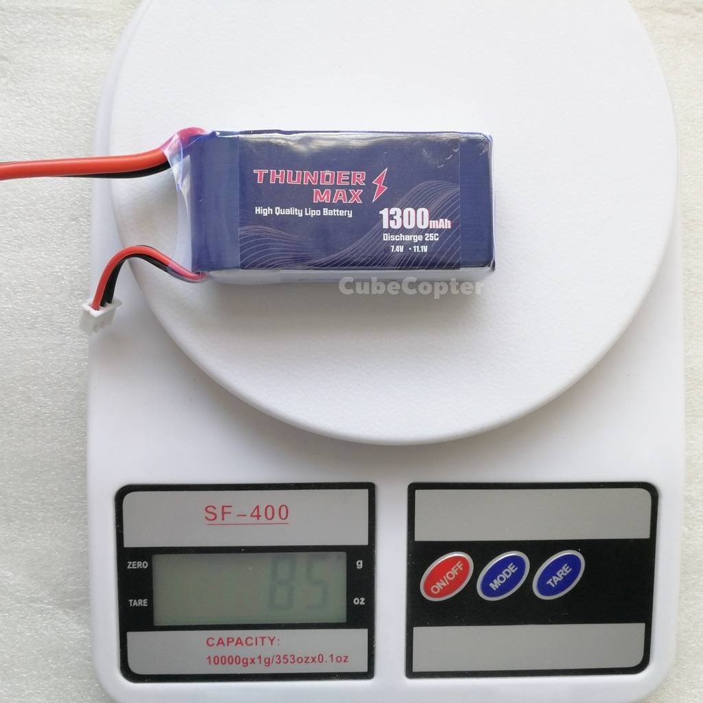 แบตเตอร์รี่-ลิโพ-lipo-2s-2-เซลล์-7-4v-1300mah-25c-ปลั้ก-xt60-ยี่ห้อ-thunder-max