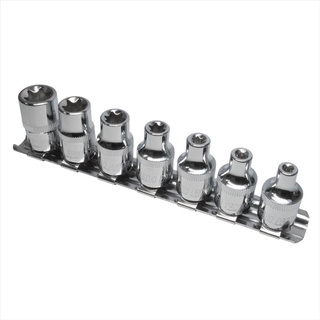 3/8DR ลูกบ๊อกซ์หกเหลี่ยม E she 7 ชิ้น ( 3/8Dr E Shed Hexlobe Socket Set (7 Pcs) )