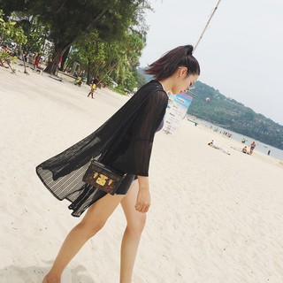เสื้อคลุมแฟชั่นเกาหลี  บางเบาสวมใส่สบาย  รุ่น 2065  (มี 2 สี ให้เลือก  ดำ/ขาว)